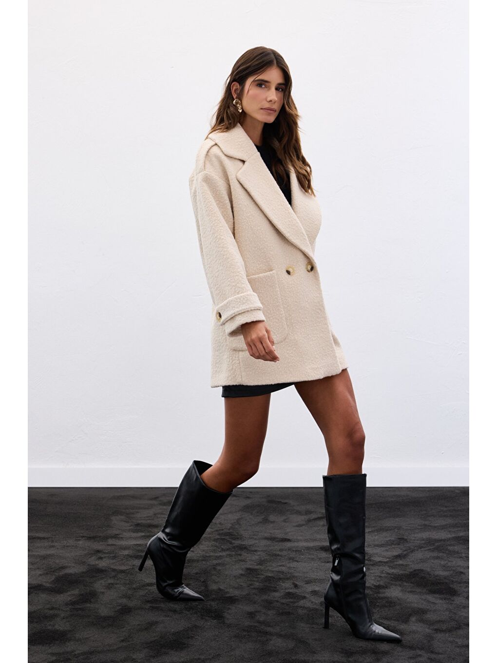 Buklet Kısa Kaban - Bej-6