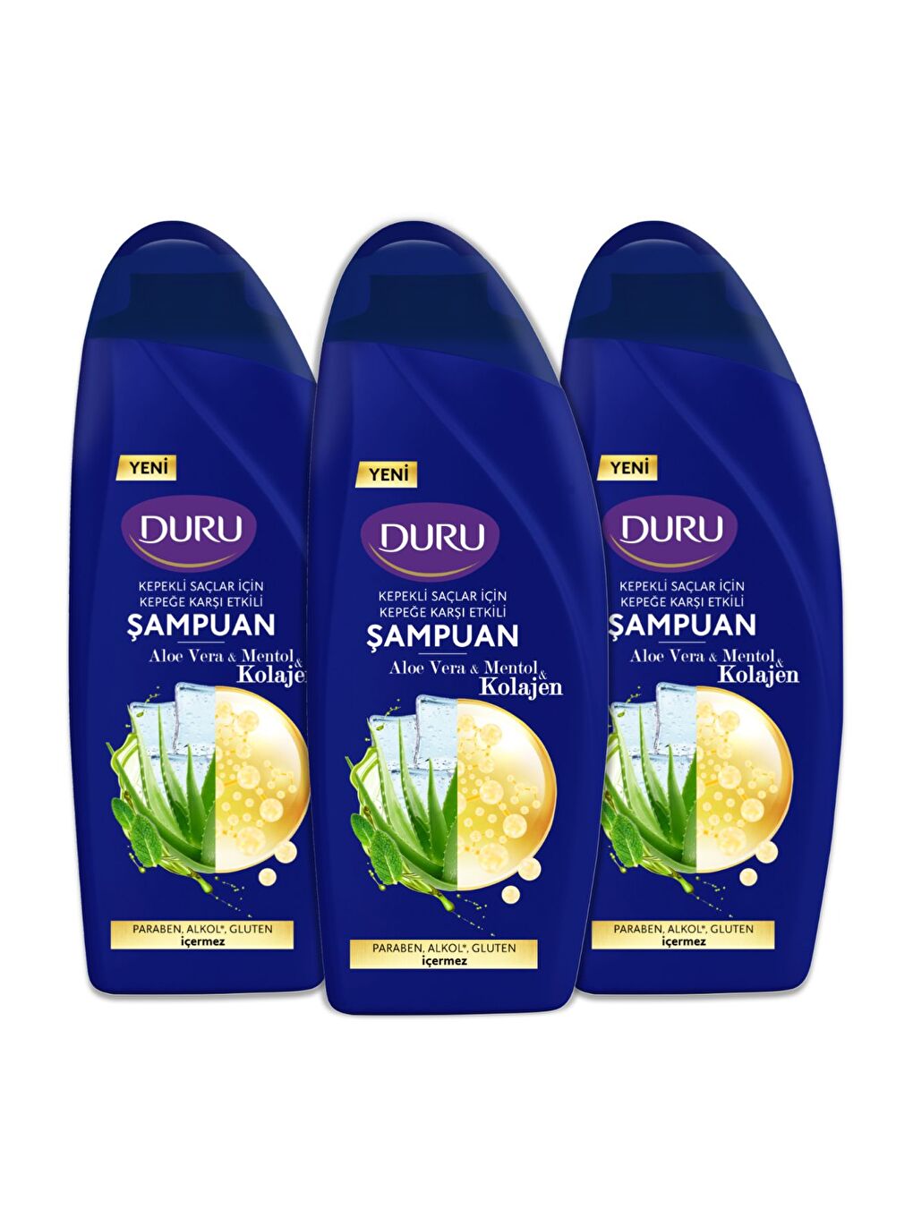 Duru Beyaz Aloe Vera&mentol&kolajen Kepeğe Karşı Etkili Şampuan 3x500 ml