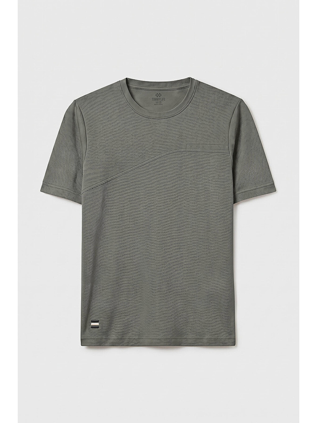 Haki Rahat Form Yüzeyi Dokulu Ön Dikiş Detaylı Erkek T-shirt - 88437