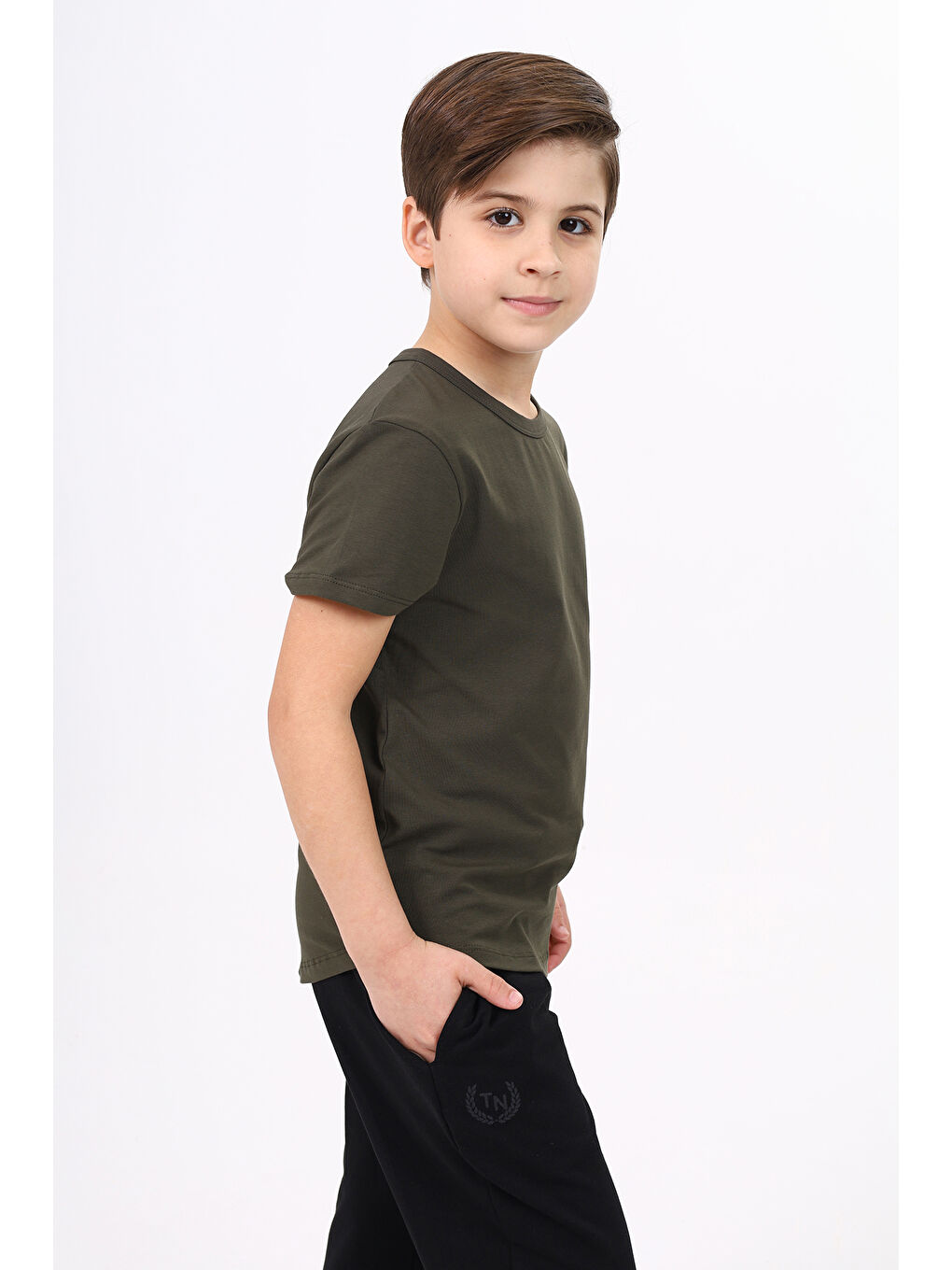 Haki Erkek Çocuk Baskılı Tişört-3