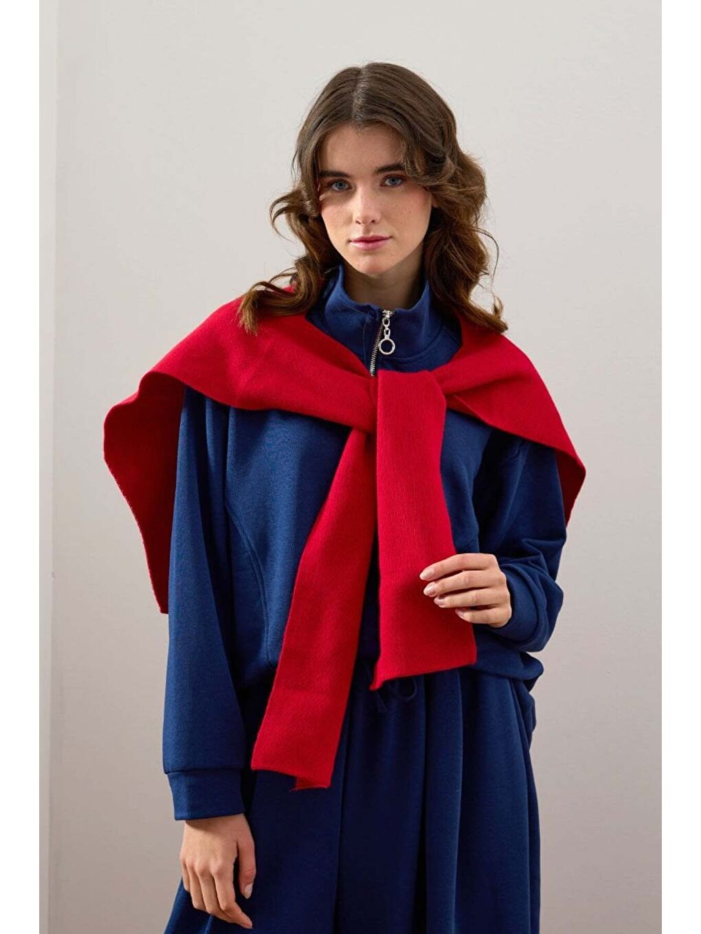 İndigo 3 İplik Yarım Fermuarlı Sweat-1