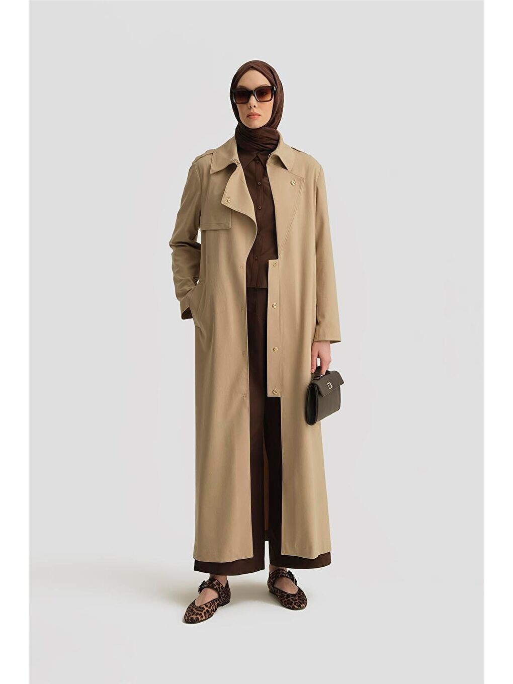 Sarı Çift Yakalı Beli Kemerli Pardesü 25Y8207 Taş