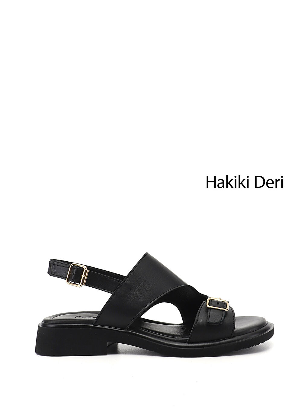 Siyah Kadın SİYAH Tokalı Bantlı Hakiki Deri Sandalet