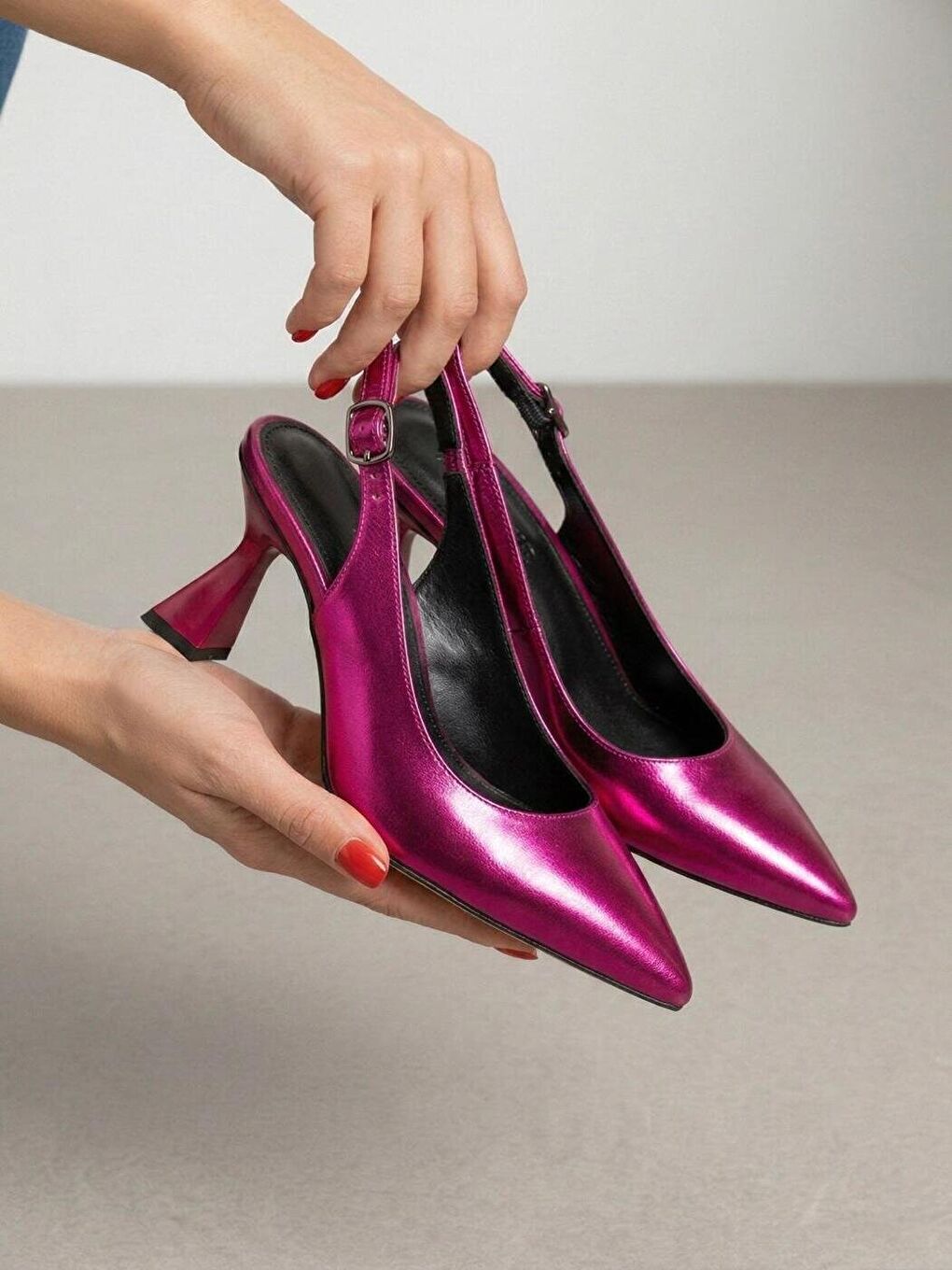 Kadın Harmony Metalik Pembe Topuklu Ayakkabı-1