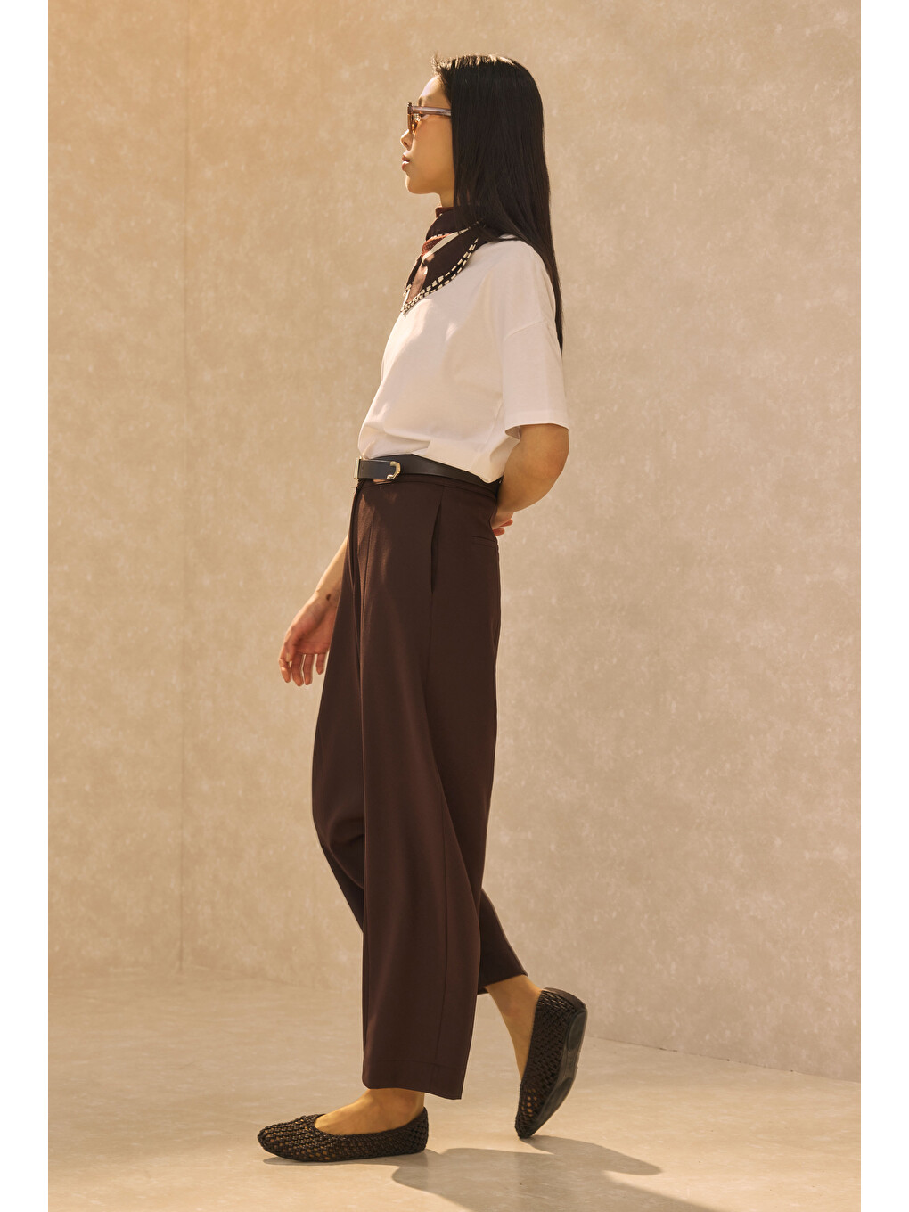 Kahverengi Barrel Pantolon Acı Kahve-4