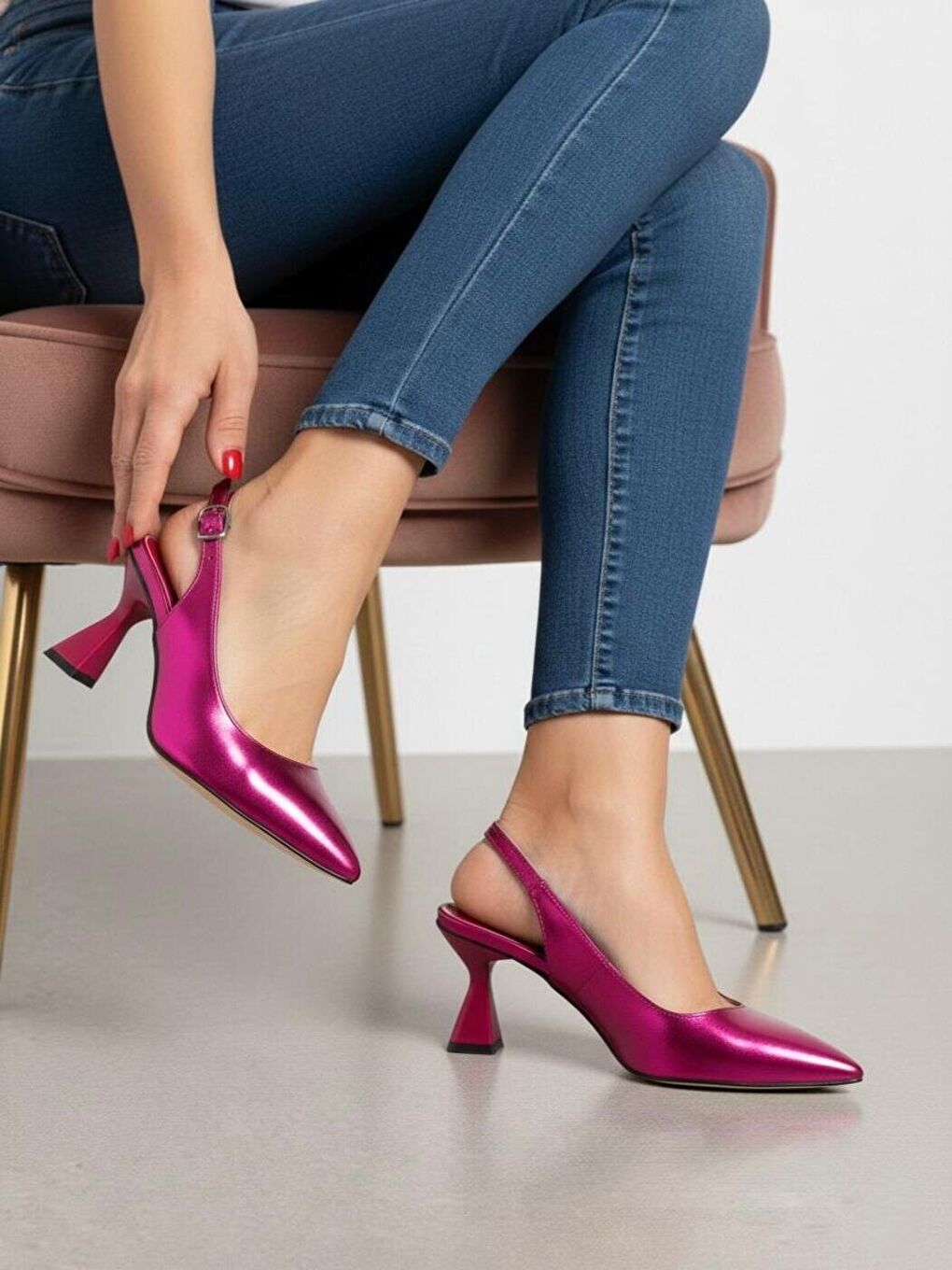 Kadın Harmony Metalik Pembe Topuklu Ayakkabı-2