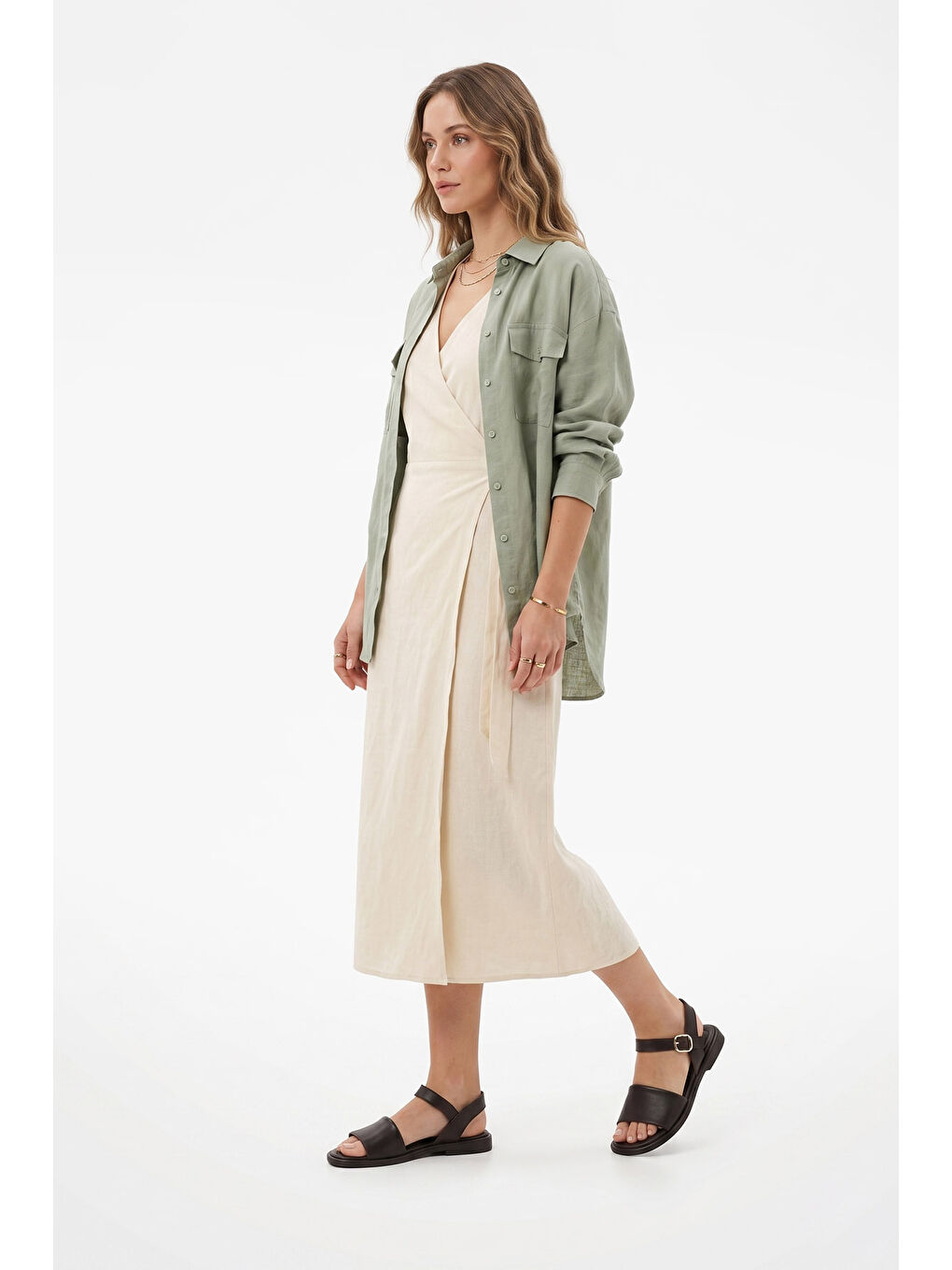 Kahverengi Kadın TÜTÜN KAHVE Bilek Bağlı Hakiki Deri Sandalet-2