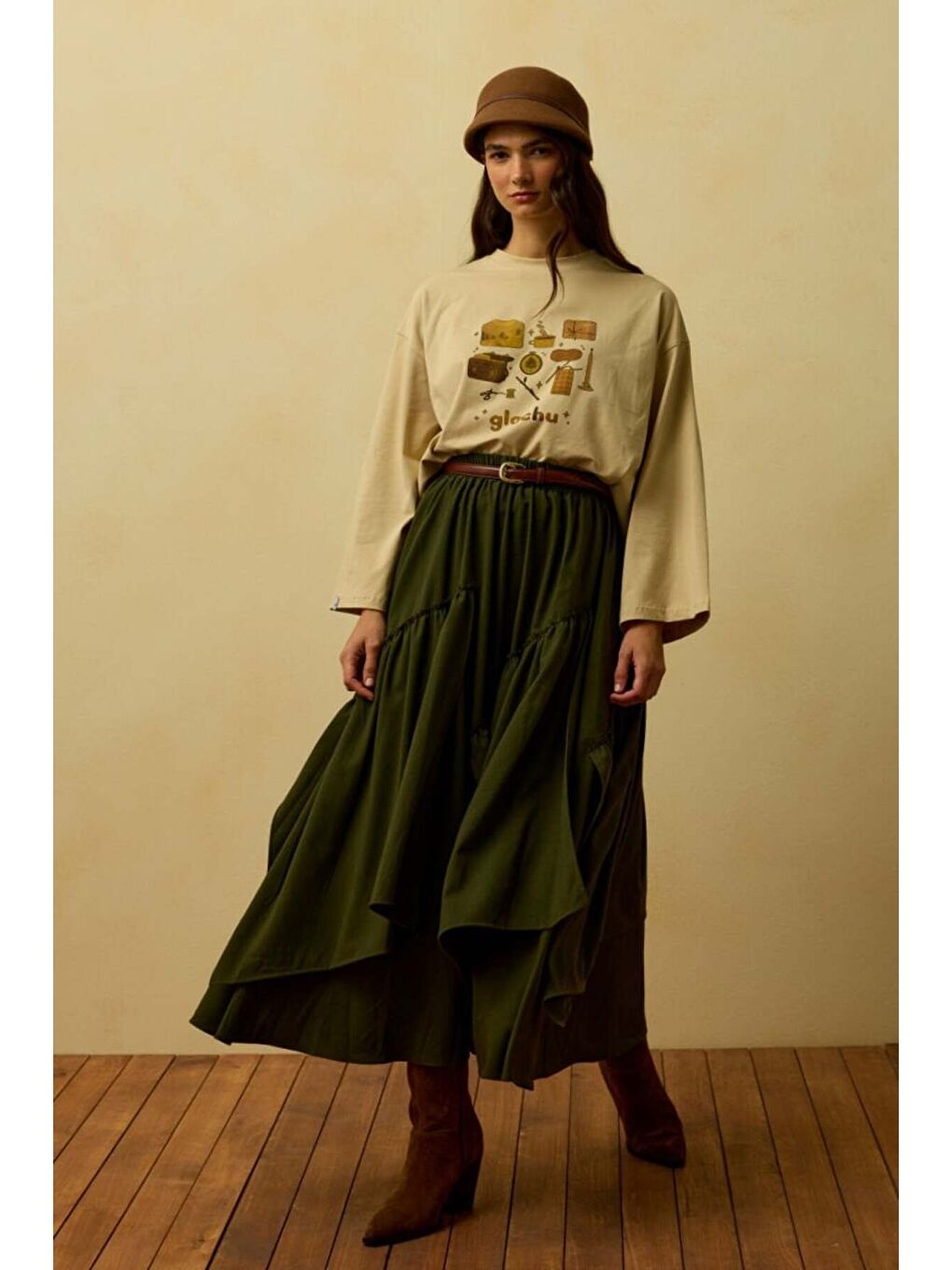 Haki Poliviskon Bohem Kat Etek-1