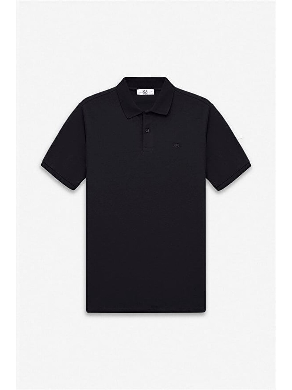Siyah Slim Düz Baskısız Pike Düğmeli Polo Yaka Tişört-4