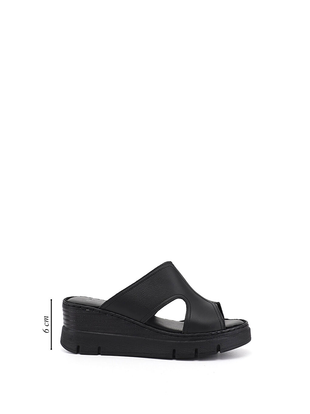 Siyah Kadın SİYAH Dolgu Topuklu Hakiki Deri Terlik-1