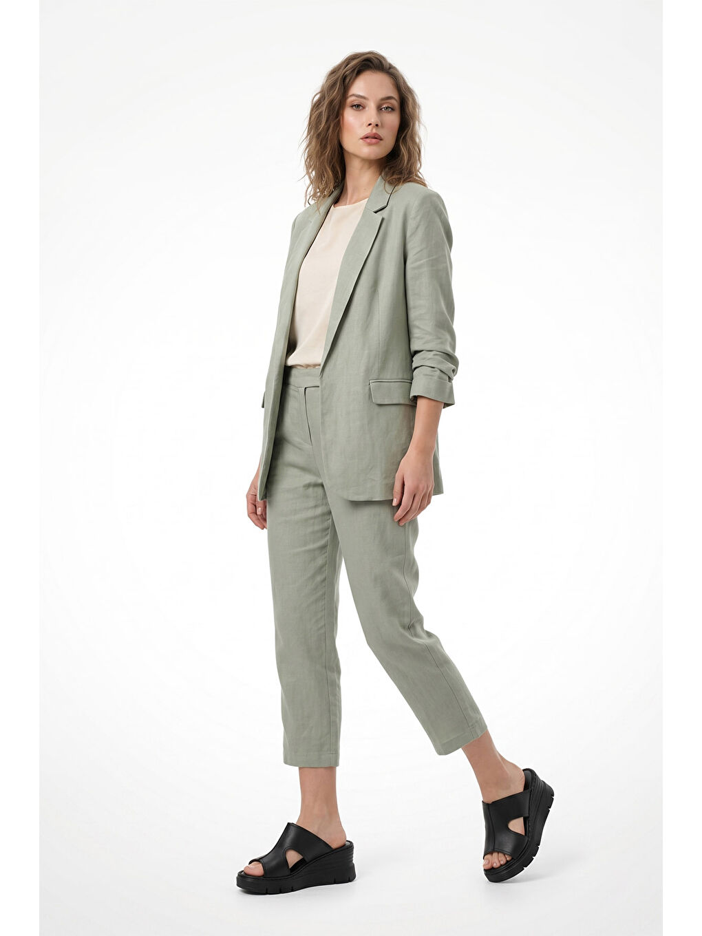 Siyah Kadın SİYAH Dolgu Topuklu Hakiki Deri Terlik-2