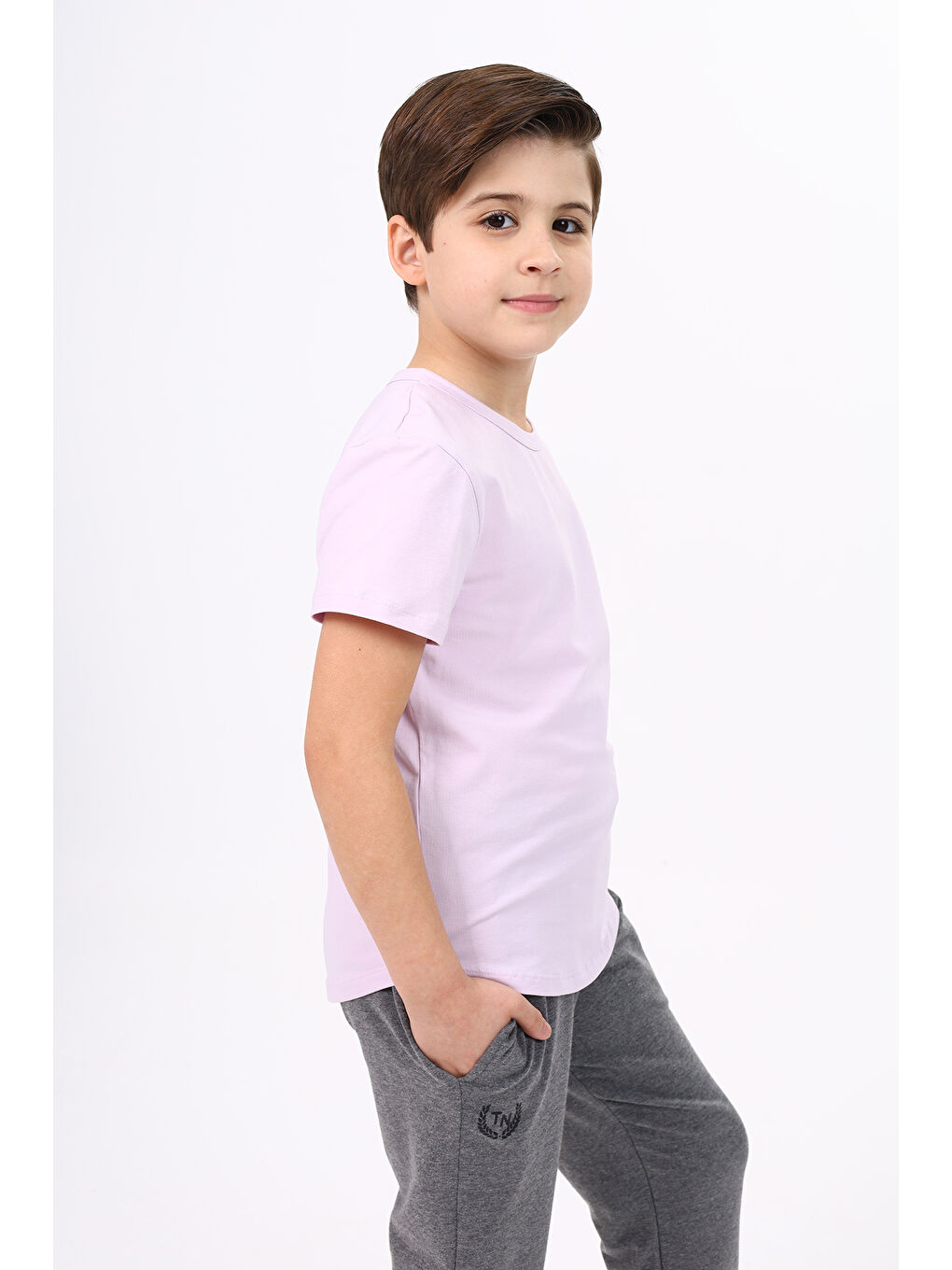 Lila Erkek Çocuk Baskılı Tişört-1