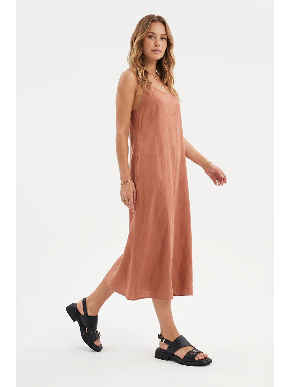 Siyah Kadın SİYAH Tokalı Bantlı Hakiki Deri Sandalet-2