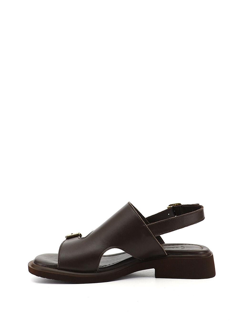 Kahverengi Kadın KAHVERENGİ Tokalı Bantlı Hakiki Deri Sandalet-3