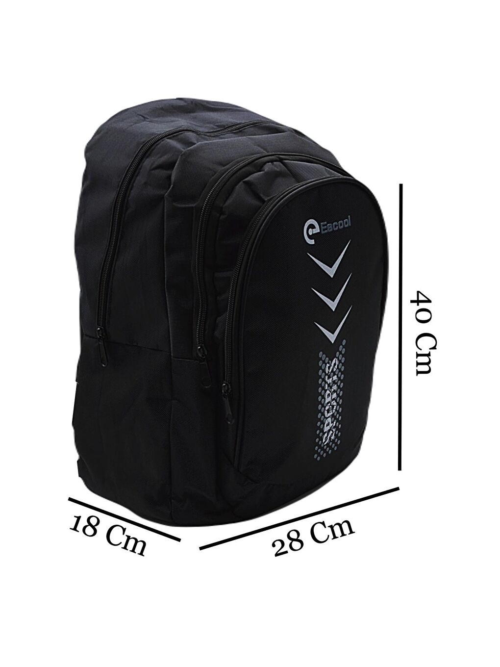 Sport 3 Bölmeli Okul Sırt Çantası Siyah Gri Noktalı KOD:701-1