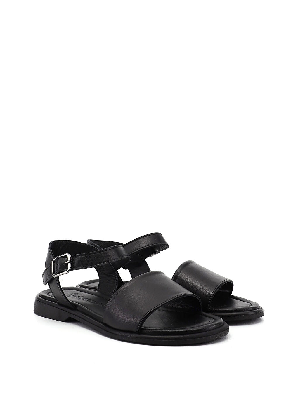 Siyah Kadın SİYAH Bilek Bağlı Hakiki Deri Sandalet-1