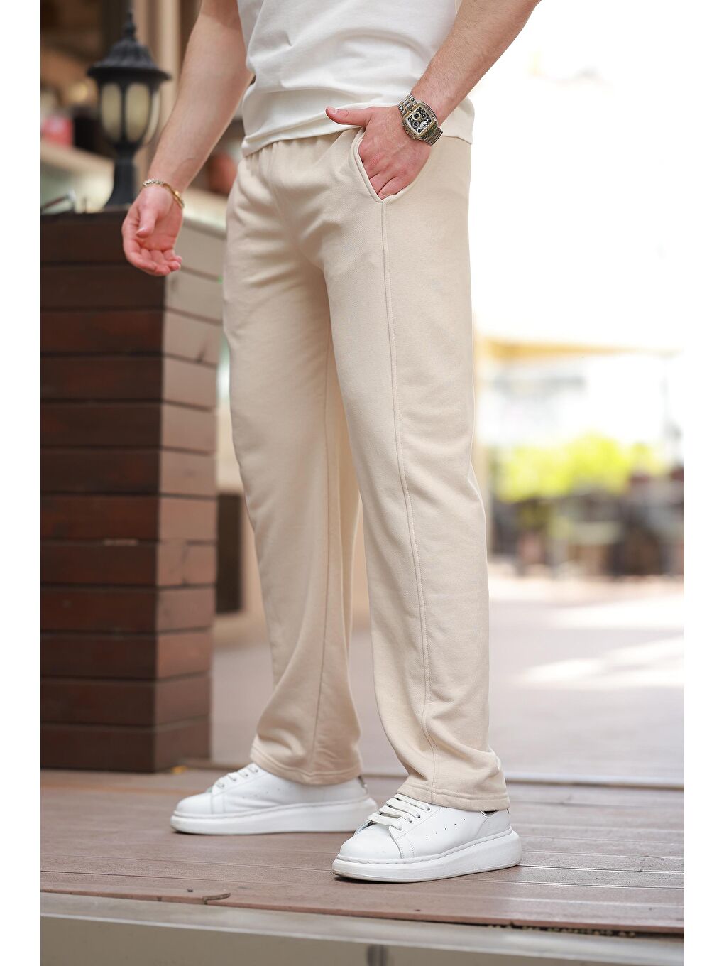 Bej Rahat Kesim Erkek Eşofman Altı E6560-2