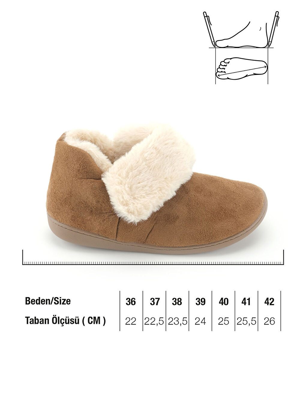 Kahverengi Kadın Kışlık İçi Pelüşlü Rahat Taban Ev Bahçe Panduf Bot-2
