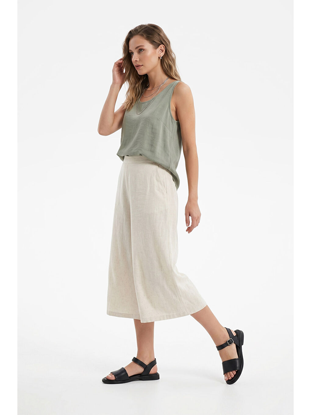 Siyah Kadın SİYAH Bilek Bağlı Hakiki Deri Sandalet-2