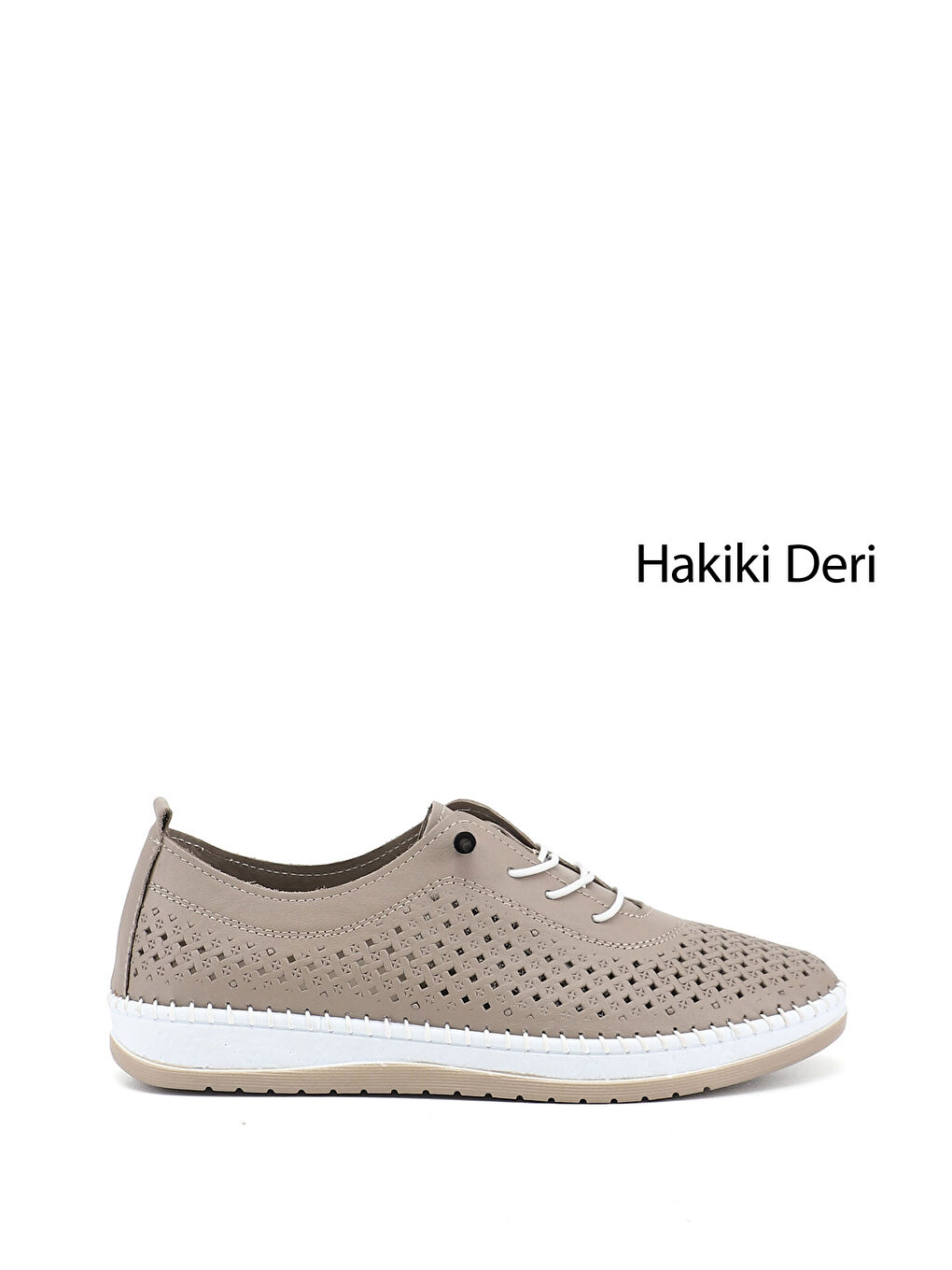 Bej Kadın BEJ-VİZON Bağcıklı Hakiki Deri Comfort Ayakkabı