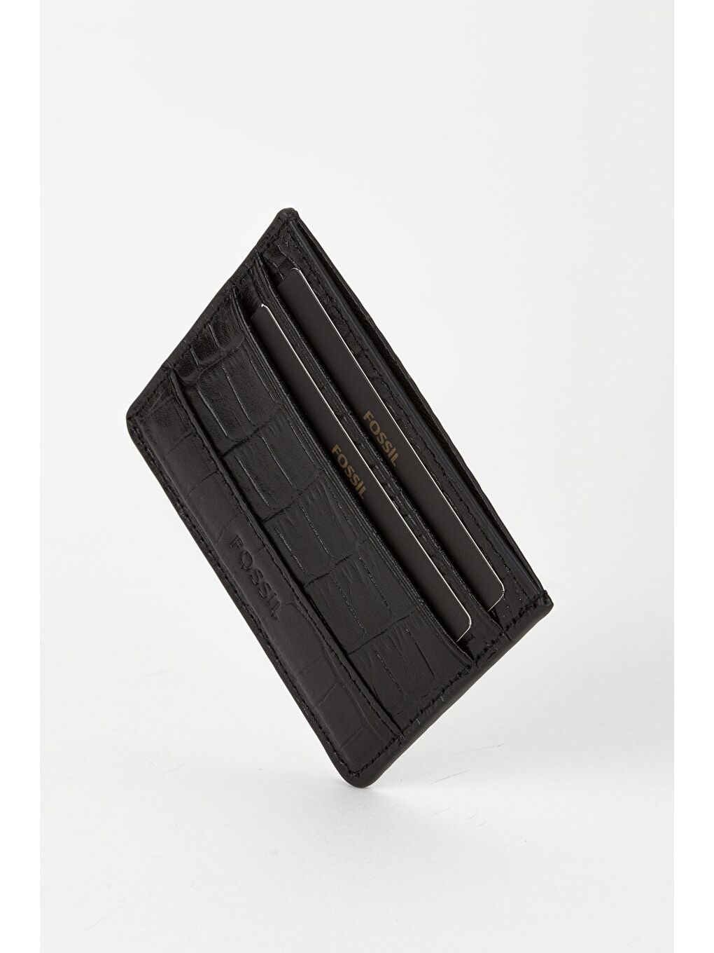 Siyah Kutulu Hakiki Deri Croco Kahve Unisex El Portföyü Cüzdan-1