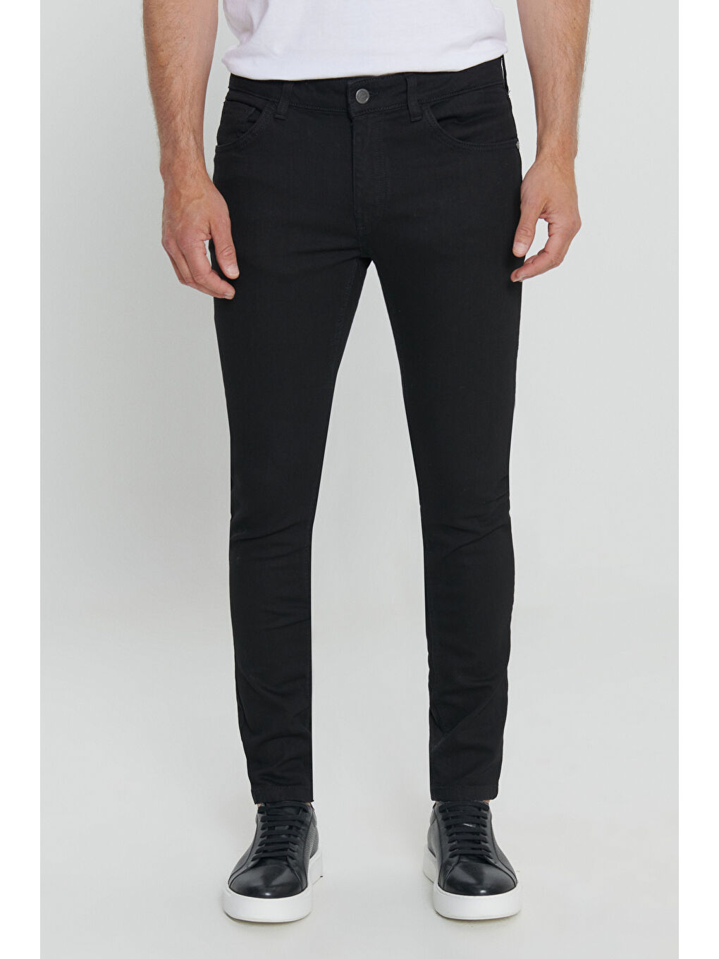 Erkek Siyah Ekstra Slim Fit Dar Kesim Rıss Pamuklu Esnek Denim Jean Pantolon-4