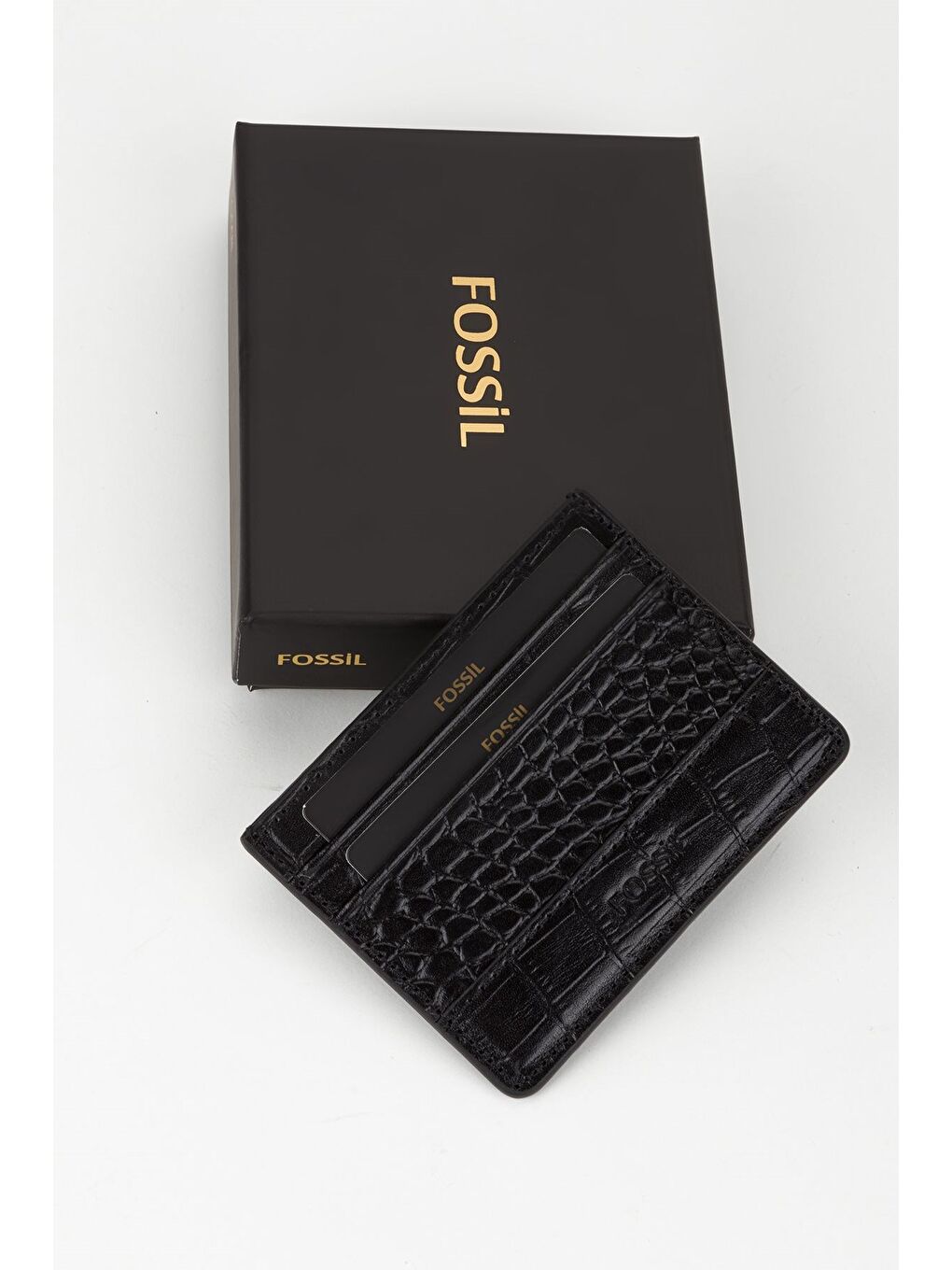 Siyah Kutulu Hakiki Deri Croco Kahve Unisex El Portföyü Cüzdan-4