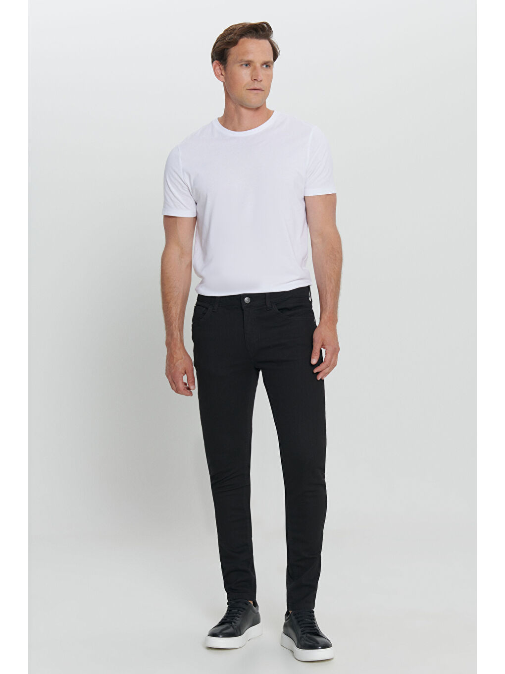 Erkek Siyah Ekstra Slim Fit Dar Kesim Rıss Pamuklu Esnek Denim Jean Pantolon-5