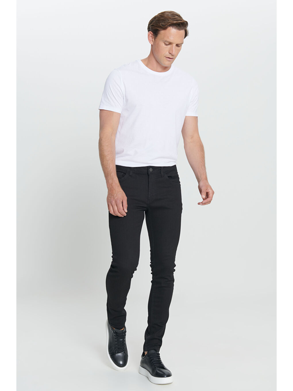 Erkek Siyah Ekstra Slim Fit Dar Kesim Rıss Pamuklu Esnek Denim Jean Pantolon-6