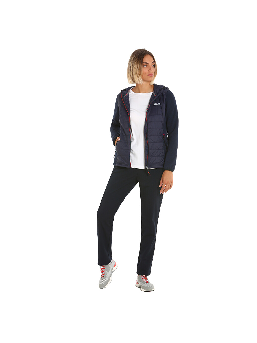Lacivert Act Ws Hood Hybrid Fleece Kadın Mavi Polar-6
