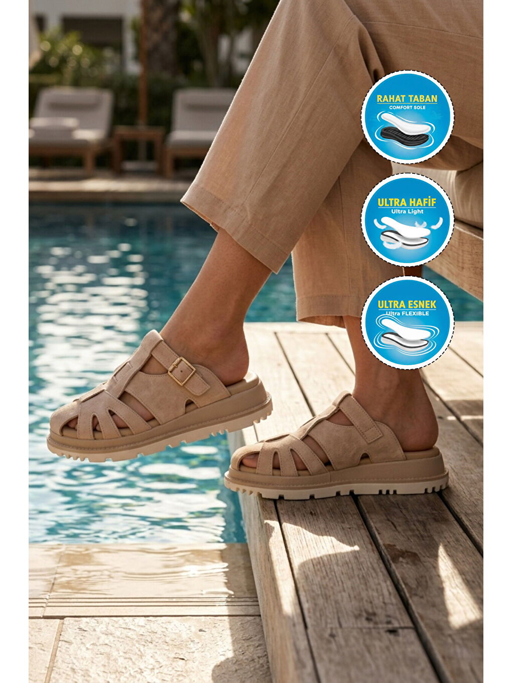 Bej Süet Hakiki Deri Kadın Terlik Z797 Z-2