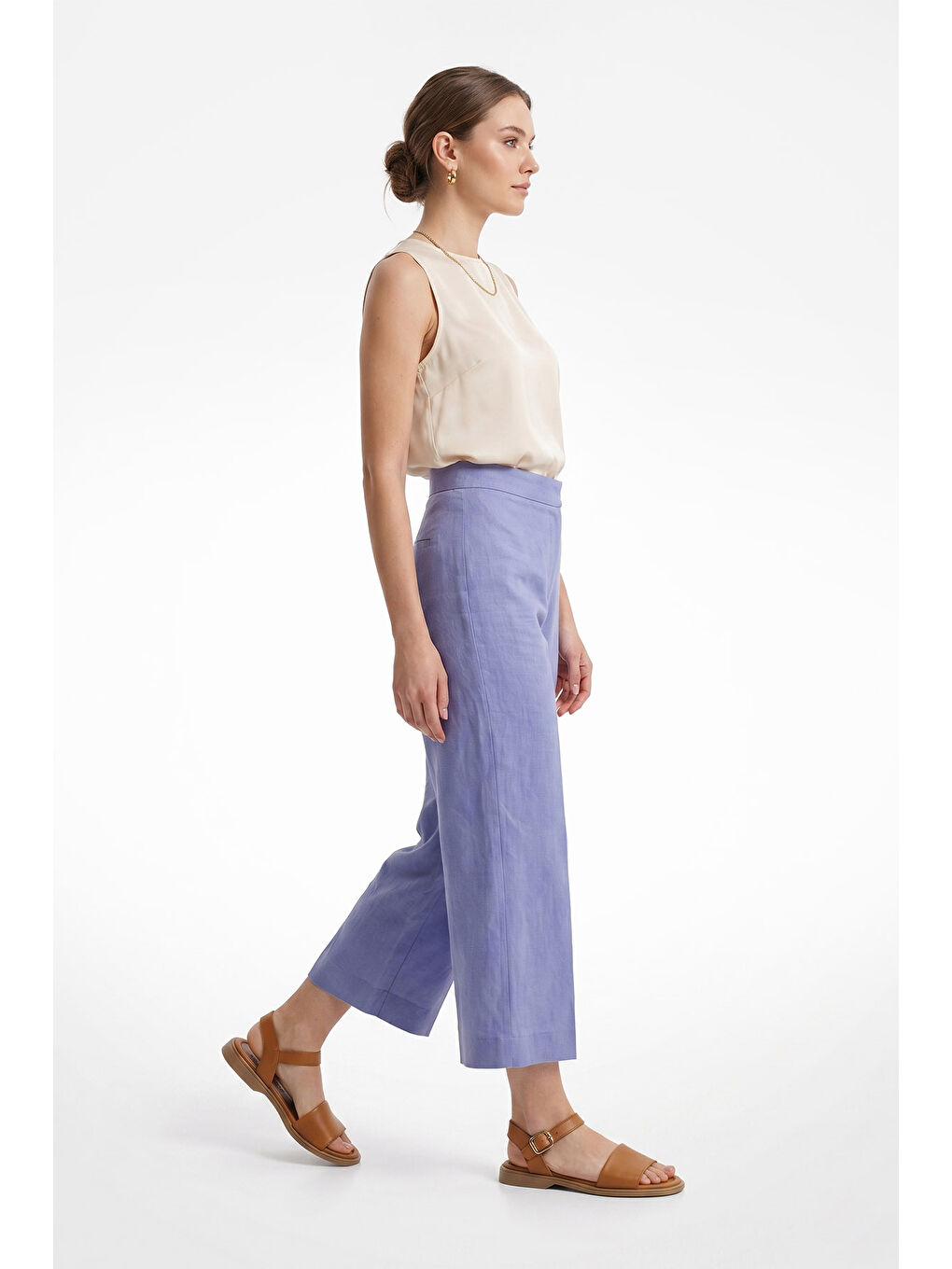 Kahverengi Kadın KAHVERENGİ-TABA Bilek Bağlı Hakiki Deri Sandalet-2