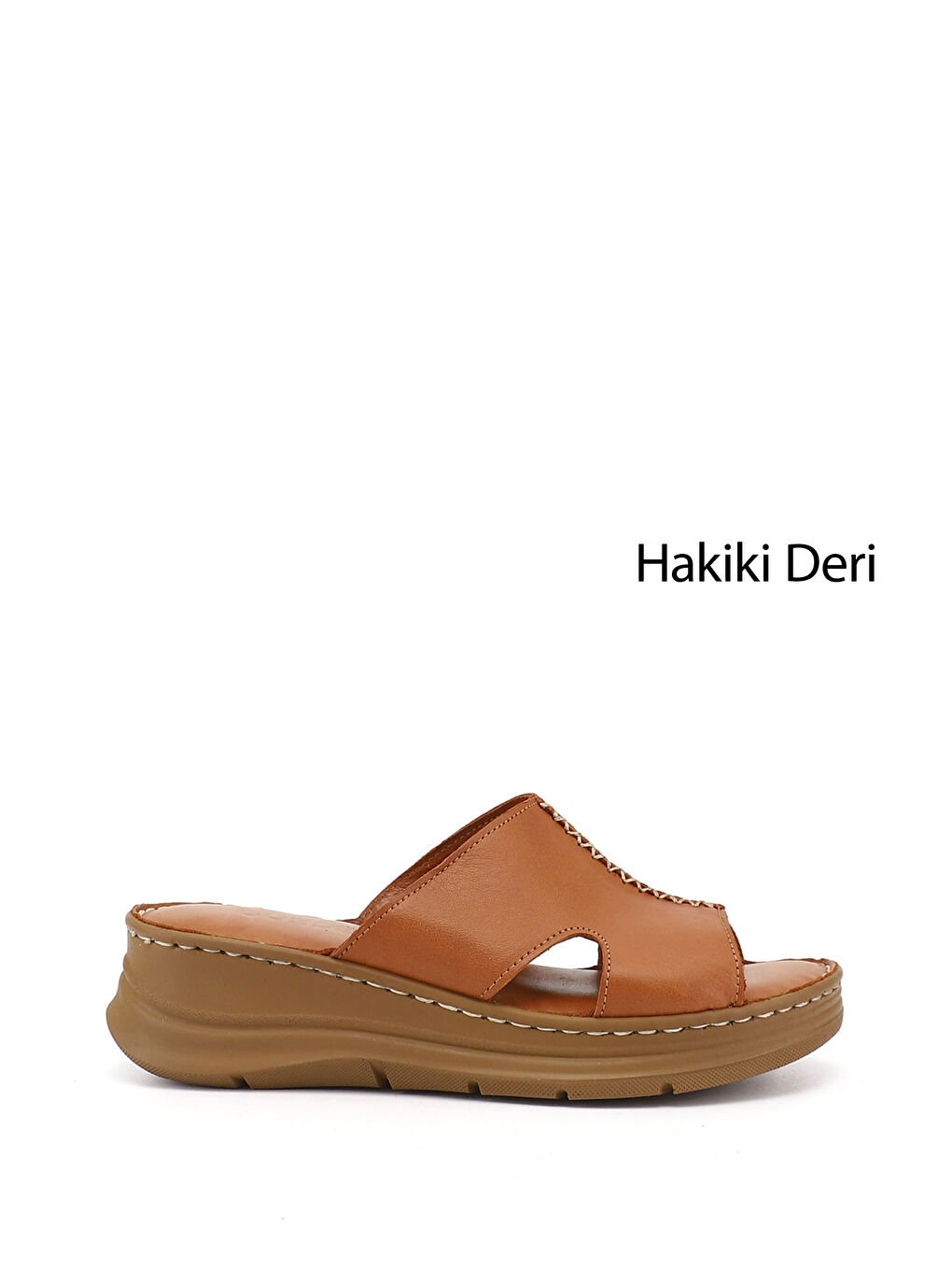 Kahverengi Kadın TABA KAHVE MEL. Dolgu Taban Hakiki Deri Terlik