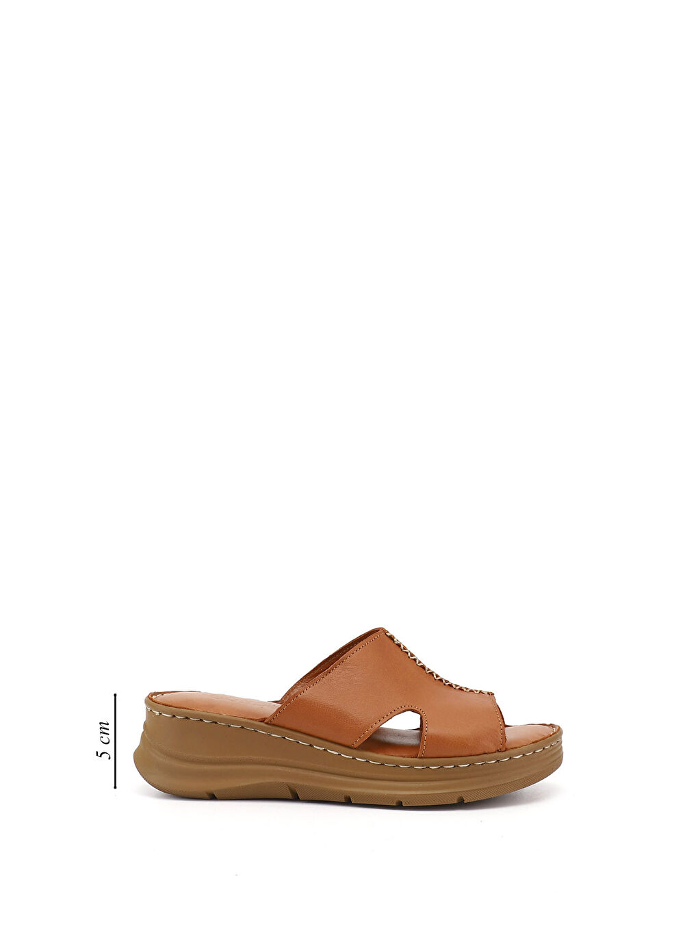 Kahverengi Kadın TABA KAHVE MEL. Dolgu Taban Hakiki Deri Terlik-1