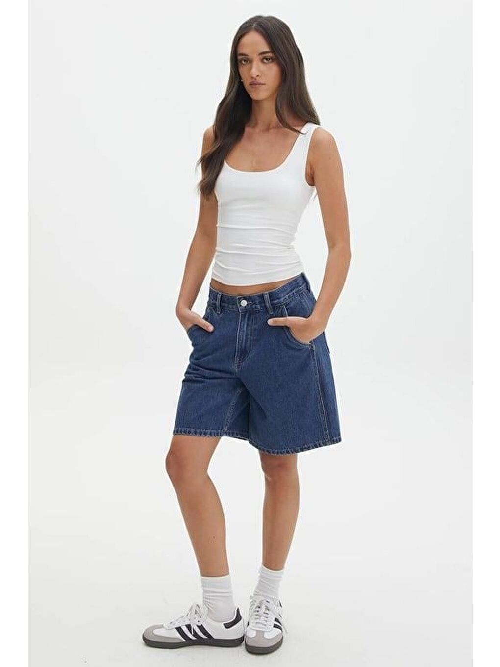 Ekru Kalın Askılı Kadın Bluz Mg1998-1