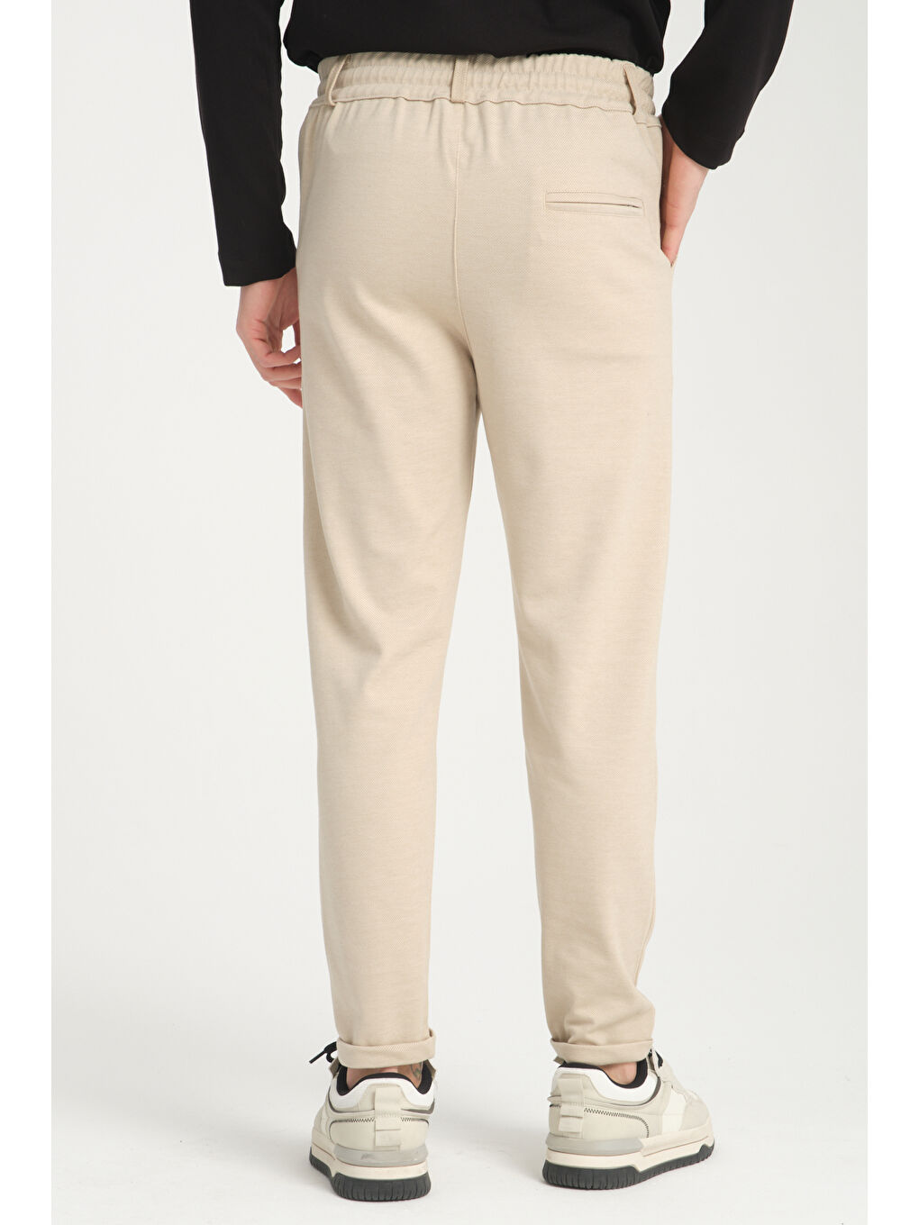 Bej Duble Paça Diyagonel Erkek Pantolon 3527-3