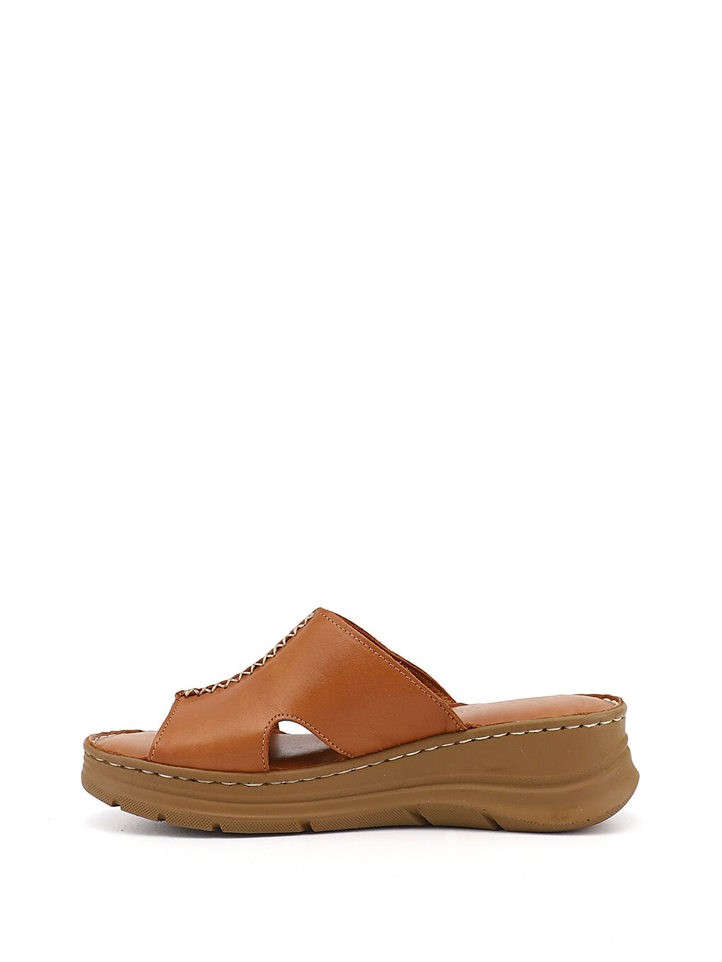 Kahverengi Kadın TABA KAHVE MEL. Dolgu Taban Hakiki Deri Terlik-4