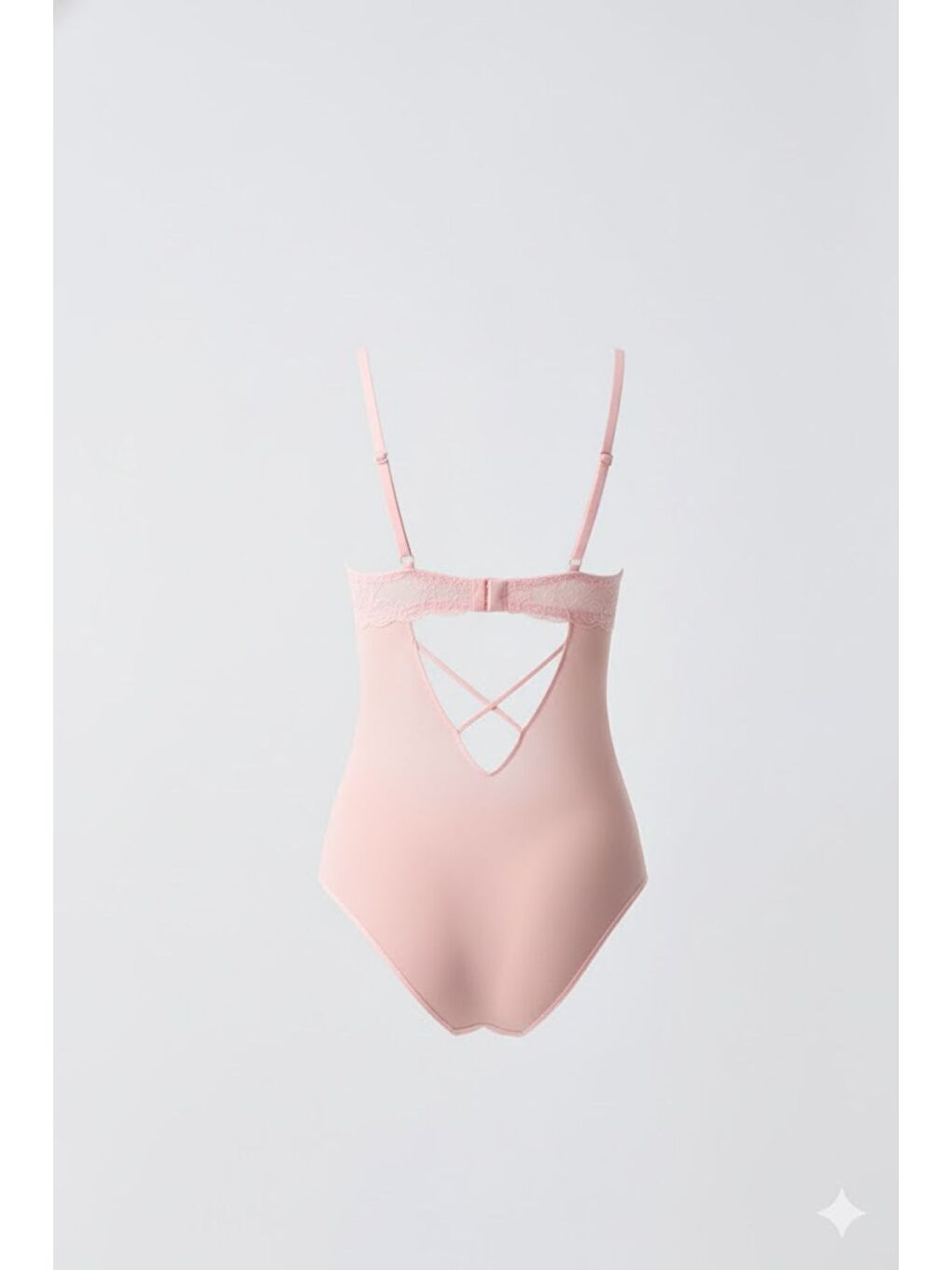 Pembe Dolgusuz Dantel Detaylı Bodysuit C15096 Pudra-1