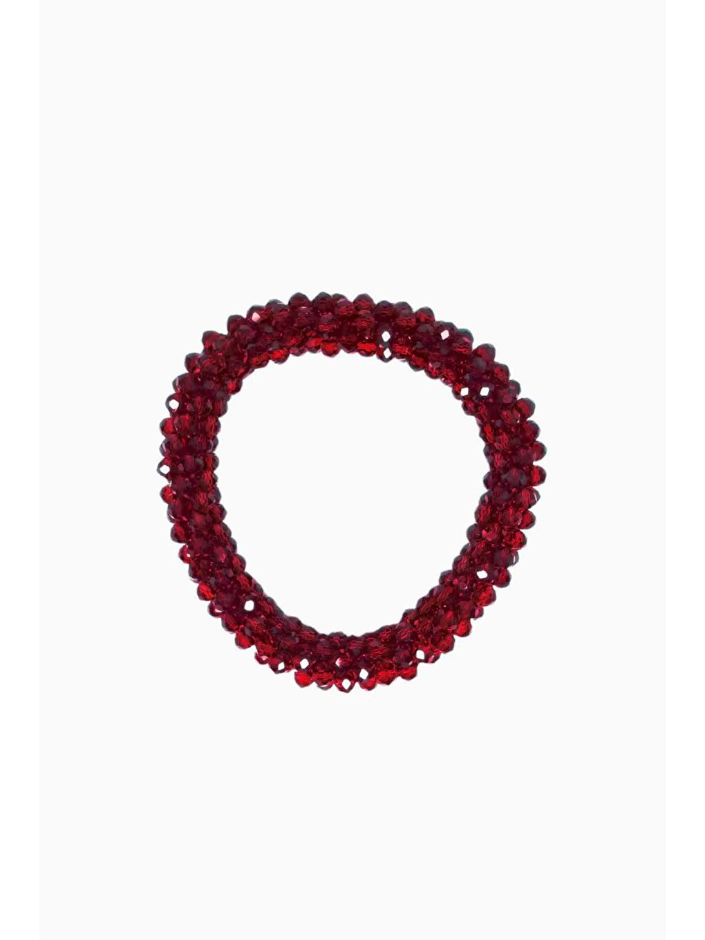 Bordo Kristal Taşlı Lastikli Saç Tokası