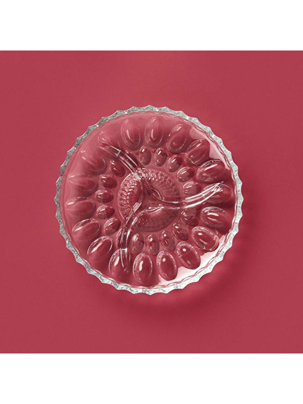 Renksiz 3 Bölmeli Cam Kahvaltı Sunum Tabağı - Şeffaf - 22 cm-3