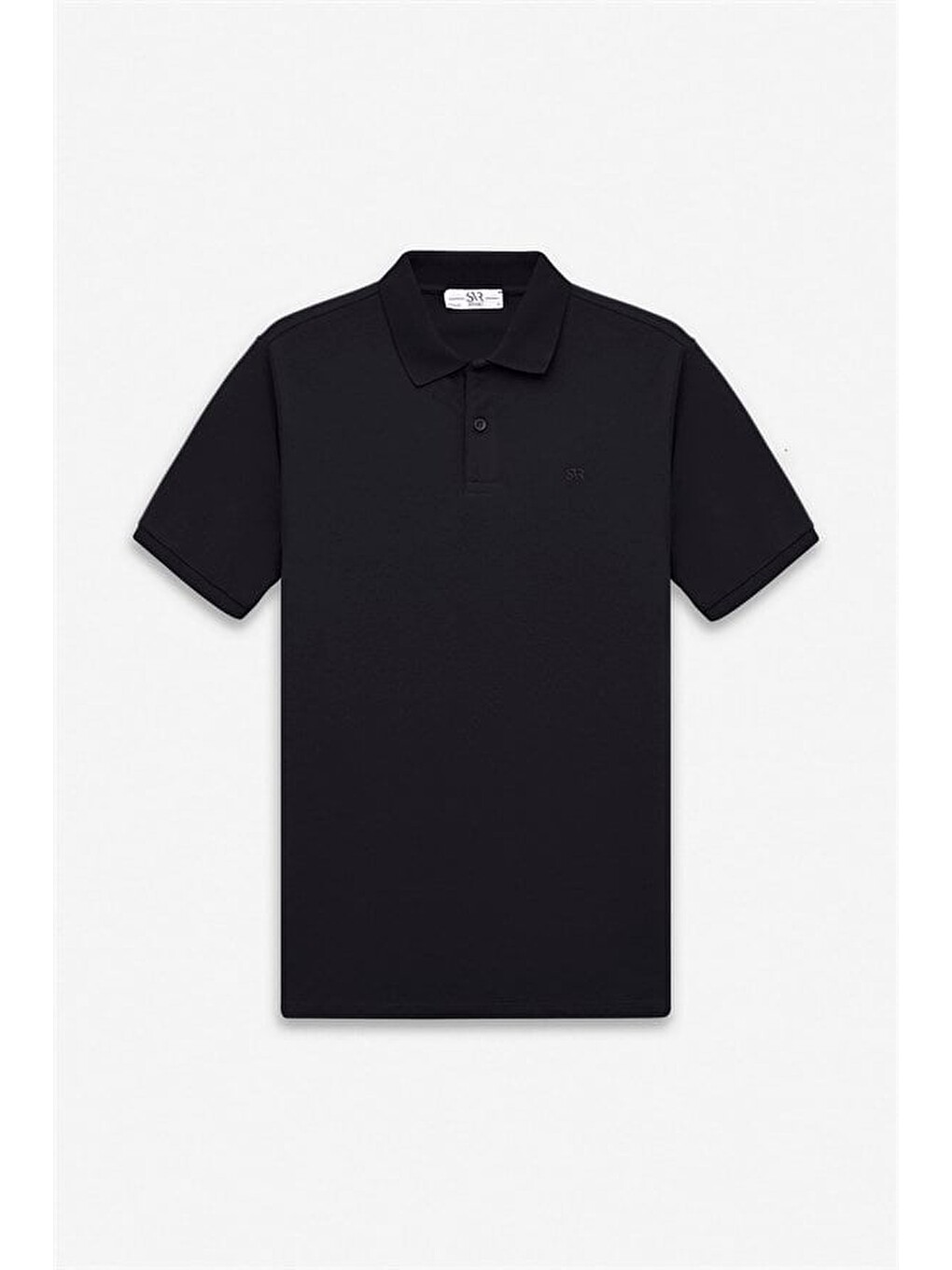 Siyah Regular Düz Nakışlı Pike Düğmeli Polo Yaka Tişört-6