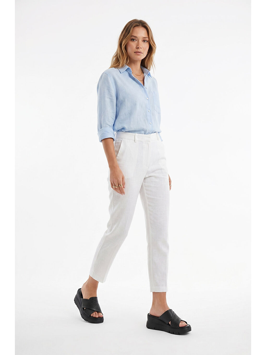 Siyah Kadın SİYAH Dolgu Topuklu Hakiki Deri Terlik-2