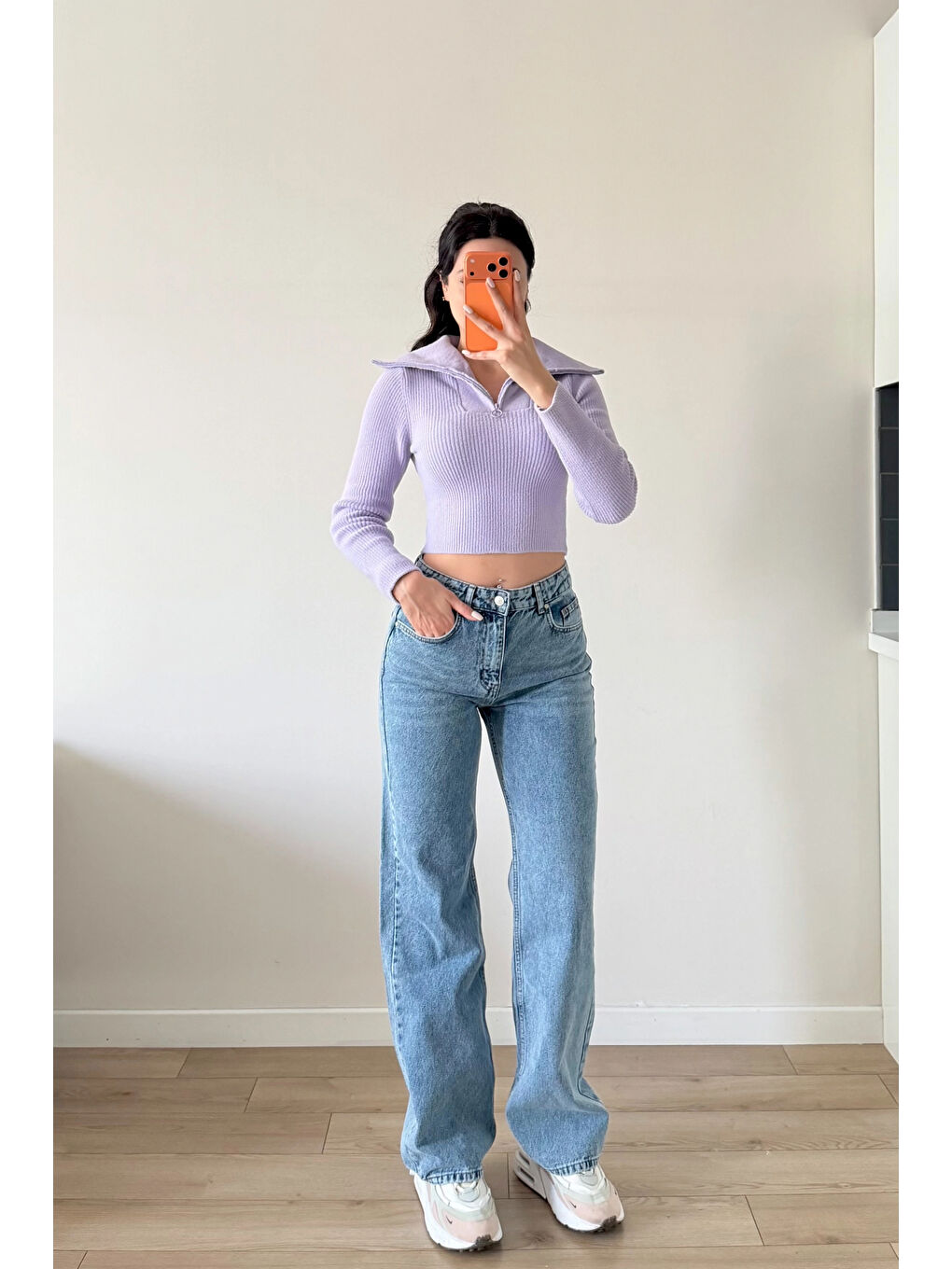 Kadın Lila Crop Kazak 1014-2022-3