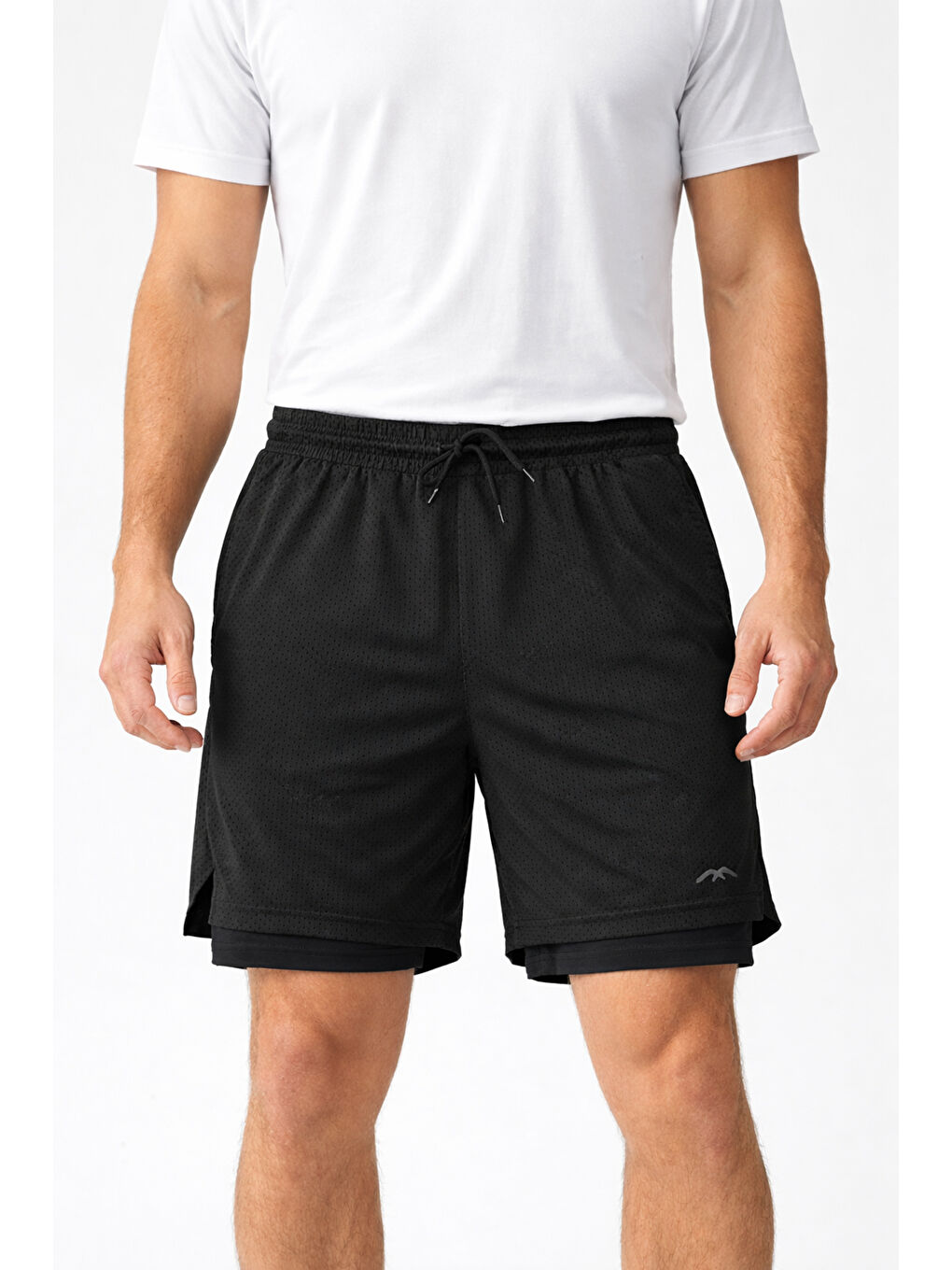 Erkek İçi Taytlı Spor Şortu 2062 Siyah