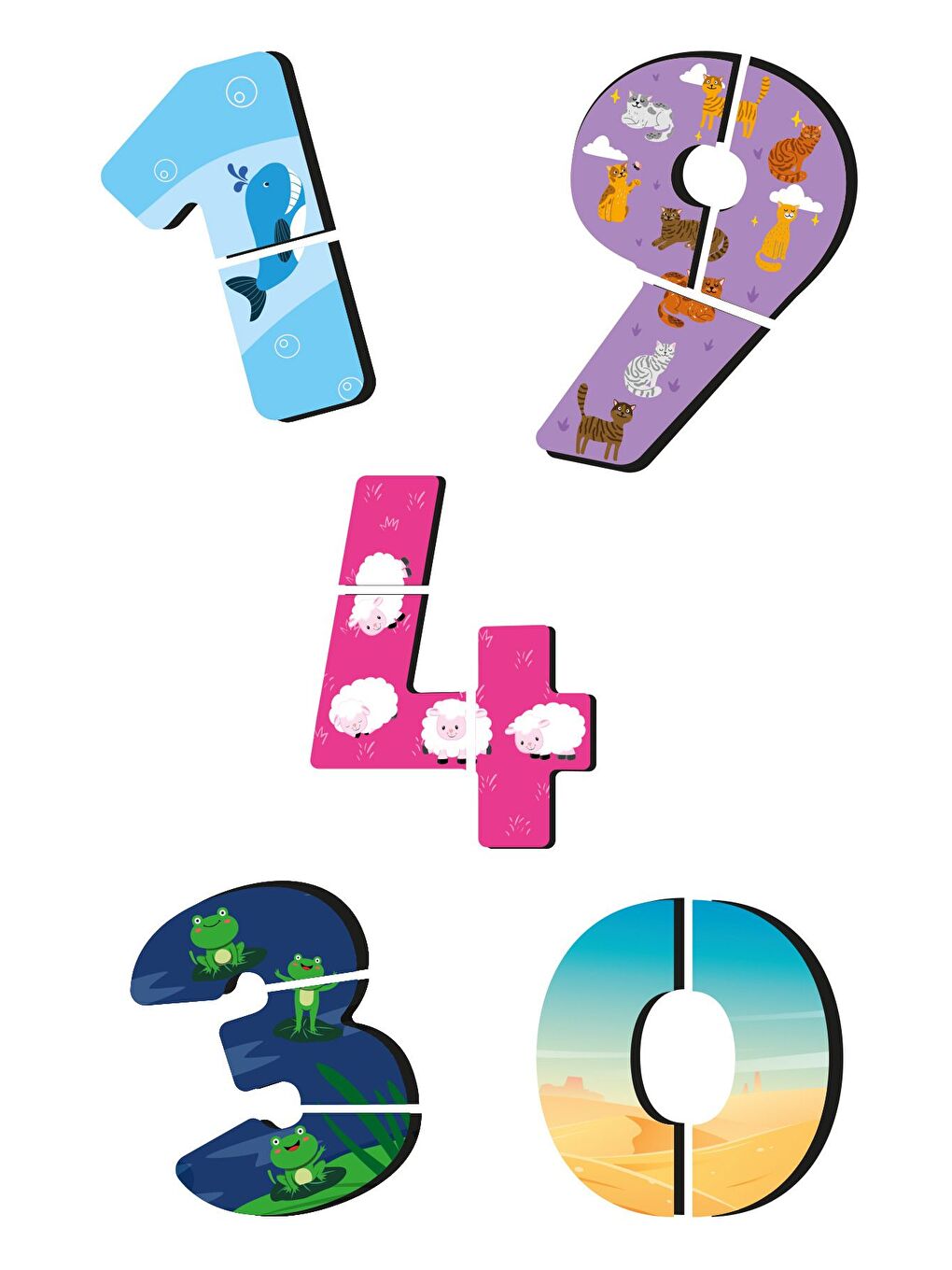 Mıknatıslı Yapboz Sayılar Çiftlik Hayvanları Orman Hayvanları-1