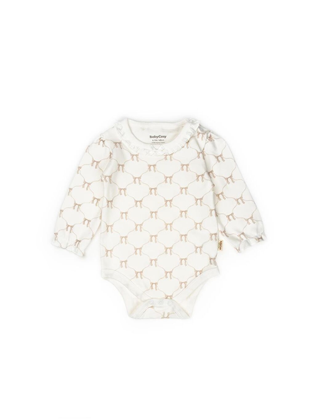 Bej Bebek 2li Uzun Kollu Zıbın Body %100 Organik Pamuk , Bebek - Yenidoğan- csy8139-1