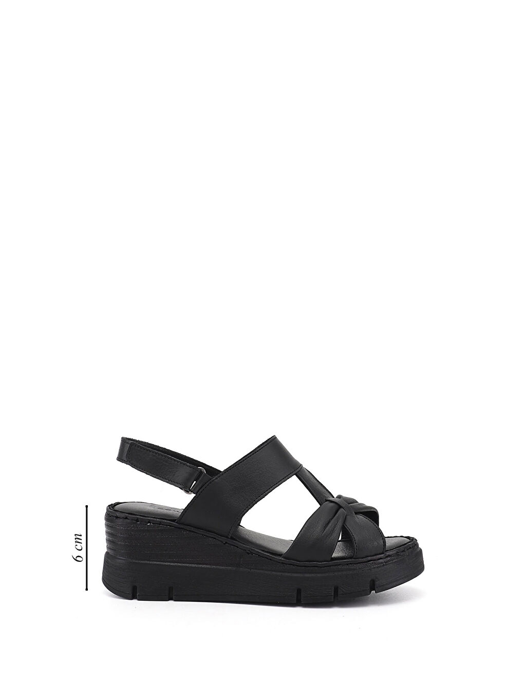 Siyah Kadın SİYAH Dolgu Topuklu Hakiki Deri Sandalet-1