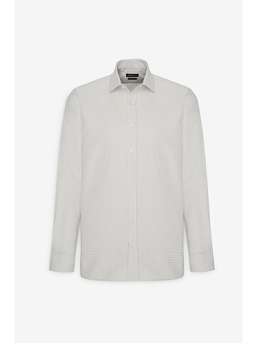 Erkek Beyaz-Bej Kolay Ütülenebilir Slim Fit Dar Kesim Düğme Yaka Gofre Desenli Gömlek-5