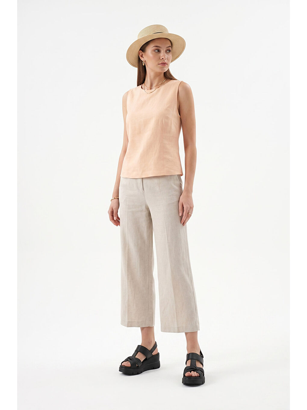 Siyah Kadın SİYAH Dolgu Topuklu Hakiki Deri Sandalet-2