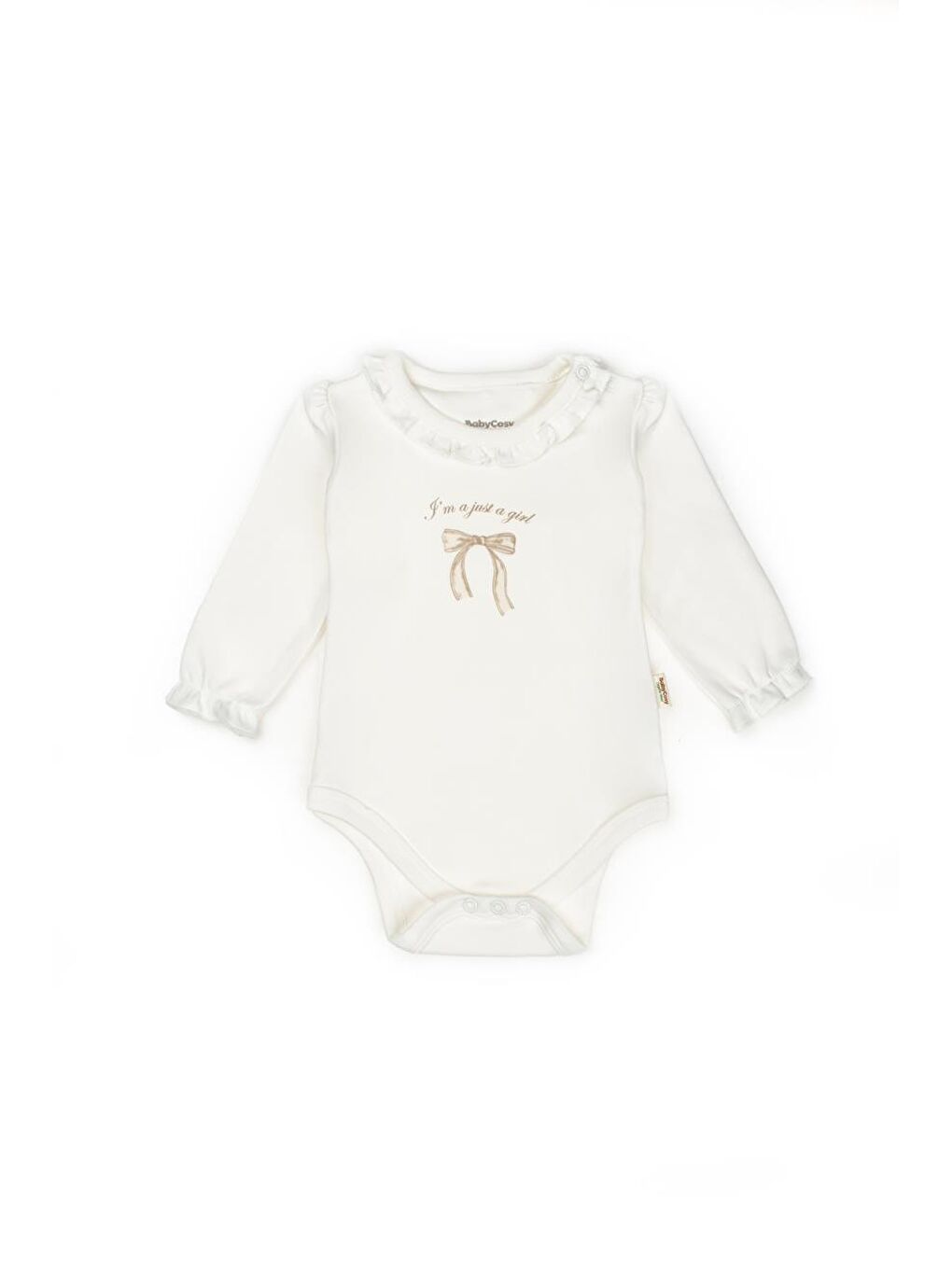 Bej Bebek 2li Uzun Kollu Zıbın Body %100 Organik Pamuk , Bebek - Yenidoğan- csy8139-3